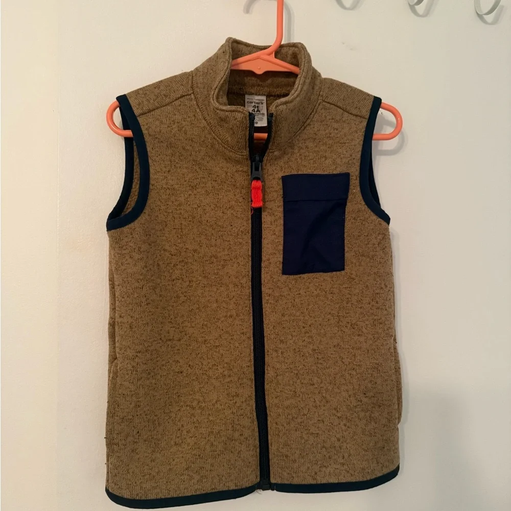 Boy’s Carters Tan and Blue Sleeveless Vest